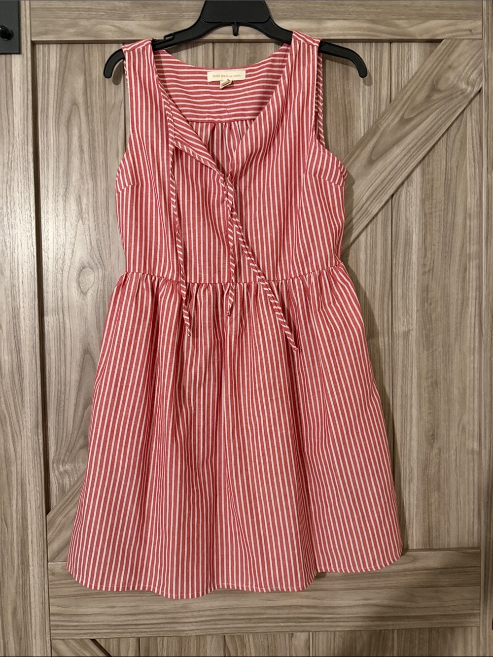 Monteau Red and White Striped Sleeveless Dress